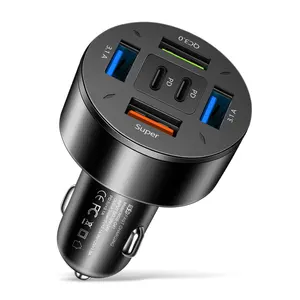 66W 차량용 충전기 CE FCC 인증서 5V3.1A QC3.0 4USB + 2PD 고속 충전으로 대부분의 전자 기기 충전 지원