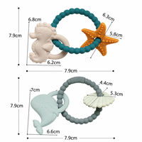 Bracelet de dentition pour bébé sans BPA, perles en silicone de qualité alimentaire à texture douce, forme d'animaux marins, unisexe