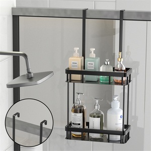 Étagères de rangement modernes à double niveau pour salle de bain, à suspendre derrière la porte, sans perçage, étanches, en acier inoxydable, pour douche et toilettes - Product Image 2