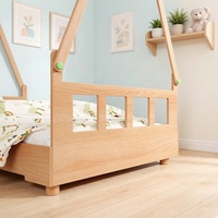 Natürliches Holz Dreieckiges Himmelbett für Kinder mit Schutzgeländer für Kleinkinder Kinderzimmermöbel