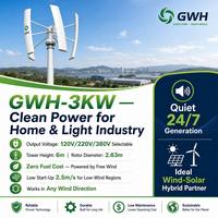 Éolienne à axe vertical GWH-3KW, générateur à aimants permanents NdFeB, 5 pales, IP54, résistante aux intempéries, résiste au vent de 50 m/s, VAWT
