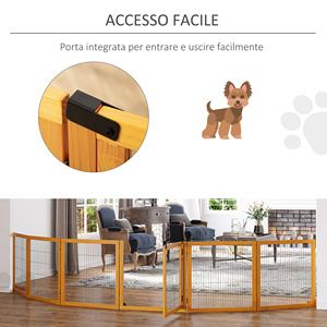PawHut-Portón de madera y acero para perros pequeños y medianos, con 6 paneles plegables, 432x36x70cm - Product Image 6