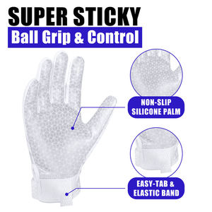 Free Sample Sport <strong>Gloves</strong> for Youth Silver Anti-Slip Great <strong>Grip</strong> Sticky Silicone Lightweight American Football Custom Logo Outdoor - Product Image 2