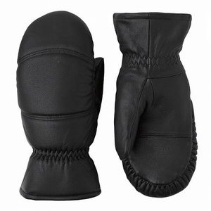 Black Leather Winter <b>Mittens</b> Men and Women Warm Insulated <b>Gloves</b> Elastic Wrist Cuff Windproof Outdoor Snow Sports Custom Logo - Product Image 1