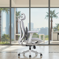Chaise de bureau ergonomique de haute qualité, pivotante, en maille, moderne, en tissu, avec appui-tête réglable et cadre en alliage d'aluminium