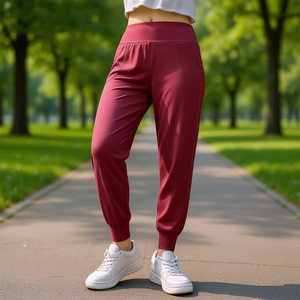 Pantalon de jogging confortable pour femme Lj, style hip-hop, taille haute, tricot élastique, longueur cheville, couleur unie, avec poches, vêtements de sport printemps - Product Image 2