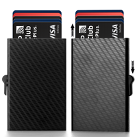 Dompet Kartu Kredit Bisnis Minimalis Portabel dari Paduan Aluminium dengan Tombol Samping Anti-RFID untuk Pria