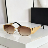 Lunettes de soleil carrées tendance en métal doré style vintage, verres dégradés UV400, unisexe, idéales pour la conduite et la pêche - Collection Printemps-Usine