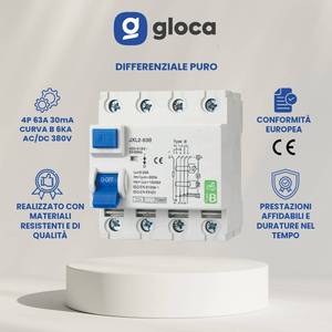 Disjoncteur différentiel Gloca JXL2-63B 4P 30mA Type B RCCB 380V 63A à montage modulaire - Product Image 2