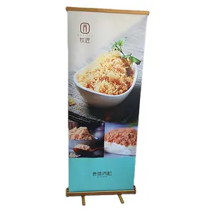 Bamboo display stand/wooden roll up banner stand