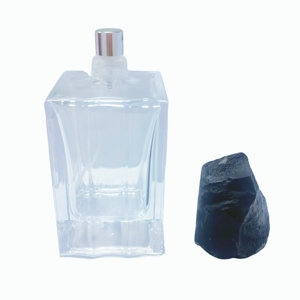 ขวดน้ำหอมแก้วใสหรูหราพร้อมฝาปิดหินออบซิเดียนสีดำธรรมชาติ - Product Image 3
