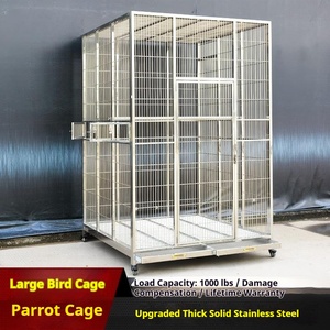 Cage à oiseaux extra-large en acier inoxydable, volière robuste pour perroquets et calopsittes avec plateau amovible - Product Image 4
