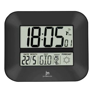 Reloj de pared (27x24cm) digital con fecha y meteorología JUSTAMINUTE Negro JD 9906 - Product Image 1