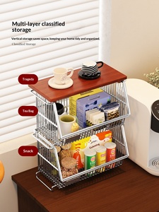 Second-hand Standing Type Double Tier Stainless Steel Multi-function Layered <strong>Storage</strong> Rack for Snack and Cup <strong>Storage</strong> - Product Image 3