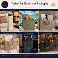 Sacs de présentation de luxe en papier kraft robuste avec gaufrage, en corde de coton, et papier de soie personnalisé pour hôtels d'élite