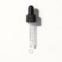 Pipette compte-gouttes noire et blanche en aluminium-plastique anti-débordement et anti-poussière avec capuchon côtelé pour flacon d'huile essentielle ou de sérum, personnalisable