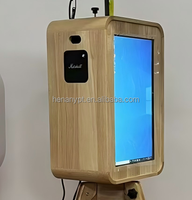 YPT--W4 Photomaton instantané double face en chêne avec écran tactile 18,5 pouces, compatible iPad/DSLR/appareil photo, télécommande, en bois