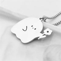 Ensemble de bijoux de couple de mode miroir poli en acier inoxydable collier pendentif anime personnalisé