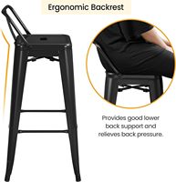 Tabouret de bar en métal noir sans dossier de haute qualité, moderne, robuste, empilable, pour usage intérieur et extérieur, hôtel, cuisine commerciale, salle à manger