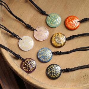 Collar con colgante tallado con símbolo de cristal Natural, collar de 7 Arcángeles para Amuleto de energía de piedra curativa Reiki - Product Image 2