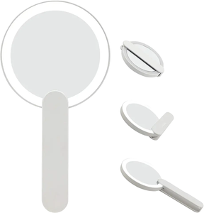 Portable Mini Pocket Silver Finish LED Makeup <b>Mirror</b> Custom Light Sliding Folding Design ABS <b>Plastic</b> Travel Mirrorel - Product Image 1