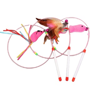 Giocattoli Interattivi per Gatti: Bacchetta Teaser in Acciaio Inossidabile con Piuma e Topo per la Pesca del Pesce Gatto - Forniture all'Ingrosso - Product Image 1