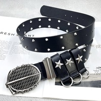 Nouvelle ceinture en cuir PU de haute qualité avec boucle en alliage, style hip-hop, tendance rock star, mode funky, unisexe, cadeau pour homme, largeur 3,8 cm, longueur 105 cm