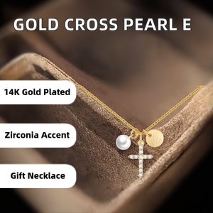 Collar con Inicial E y Perla Cruzada Miss Chipmunk, Cadena Deportiva <span class=keywords><strong>de</strong></span> Bambú, Chapado en Oro <span class=keywords><strong>de</strong></span> 14K, Joyería Infantil, Regalo para <span class=keywords><strong>Primera</strong></span> Comunión - Product Image 2