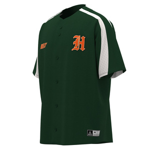 Maillot de baseball HEALY vert foncé color-block, chemise boutonnée tendance à manches courtes, col rond élégant, tenue de football - Product Image 2