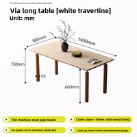 Table à manger rectangulaire en pierre de style médiéval pour restaurant, 6 places, pliable, résistante aux hautes températures, en bois massif