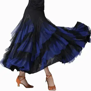 女性のためのエレガントな社交ダンスラテンフラメンコダンススカート