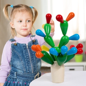 Montessori Early Education Wooden Cactus Tree Building Blocks Assembly <b>Educational</b> <b>Toy</b> for Children 4-6 Years Color Box - Product Image 2