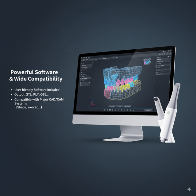 High Quality Dental Oral Intraoral 3D Scanner Screen PC Cart High Speed Intraoral Scanner 10um