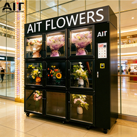 Distributeur automatique de fleurs AIT 24h/24, de petite et moyenne taille, avec compartiments de stockage, écran tactile et refroidissement par compresseur