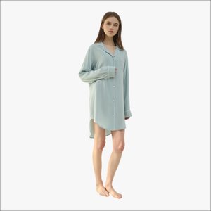 Camisón de Manga Larga con Botones para Mujer, Camisones Casuales de Talla Grande para Mujer, Conjuntos de Bata para Dormir, Camisón con Botones - Product Image 3