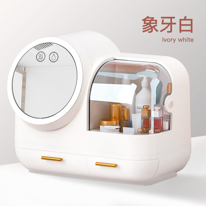 Miroir de maquillage LED style déesse [rose fumé]