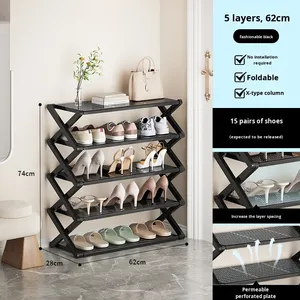 Zapatero moderno de Metal en forma de X, soporte de múltiples capas plegable <span class=keywords><strong>para</strong></span> ahorrar espacio, almacenamiento de <span class=keywords><strong>zapatos</strong></span> sin instalación <span class=keywords><strong>para</strong></span> apartamentos, sala de estar - Product Image 6
