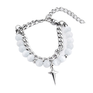 Hot Selling Niche Design Double Layered <b>Opal</b> Chain Cross <b>Bracelet</b> Titanium Steel Fashion Unisex's <b>Bracelets</b> Wholesale Jewelry - Product Image 6