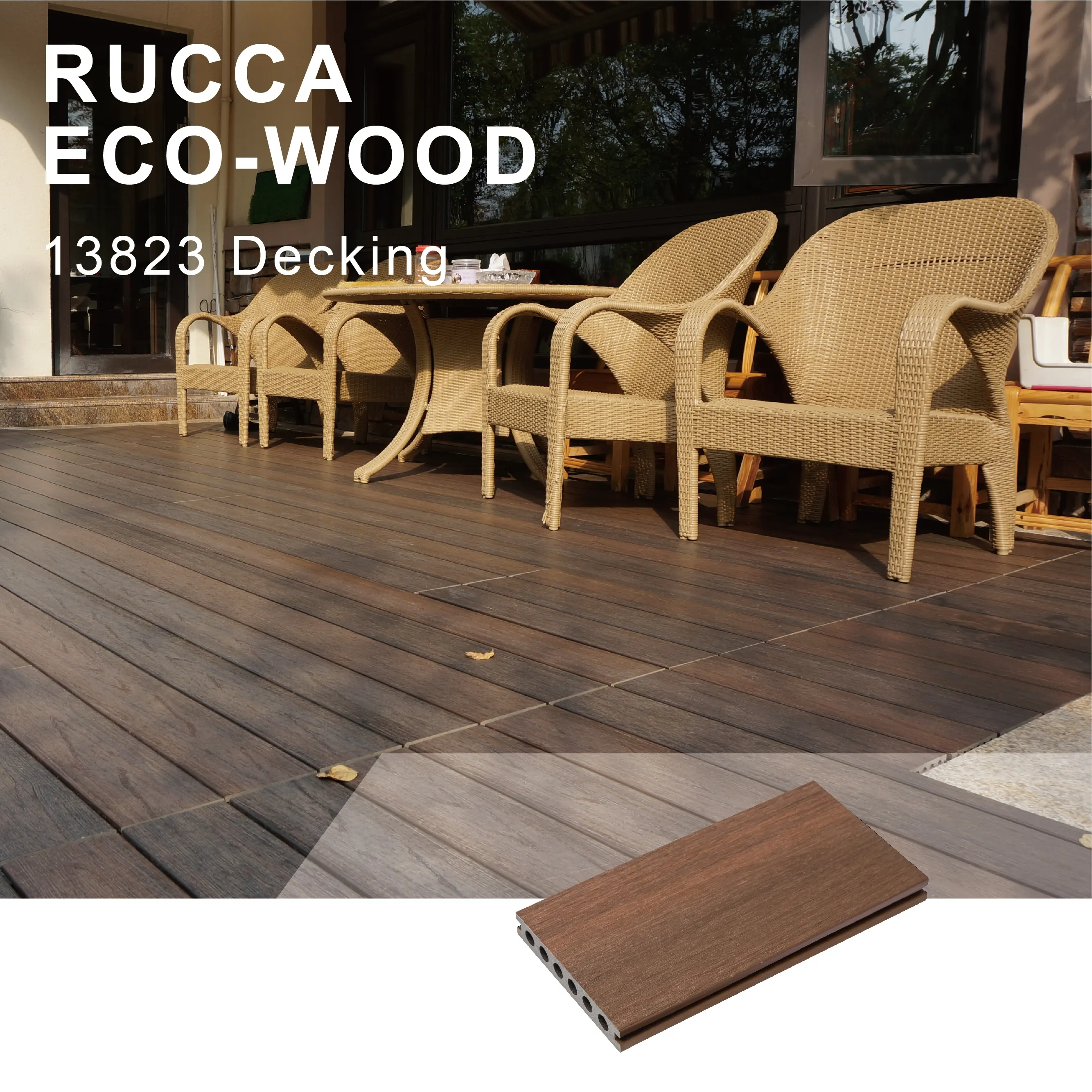 Waterproof Zhaoqing Rucca Building Material Teak Garden Co-Extrusion Decking With Low Price