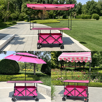 Chariot pliant renforcé en Oxford 900D, prêt pour le transport en vrac, avec table intégrée et pare-soleil, multi-usages pour événements sportifs