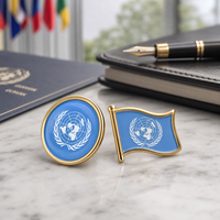 Épinglette personnalisée drapeau des Nations Unies plaqué or, badge en émail bombé, drapeaux du monde entier, objet de collection artistique, OEM ODM