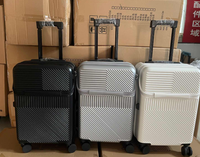 Valise de voyage à roulettes antivol 20 pouces avec poche avant, chargeur USB, porte-gobelet, ABS+PC, nouveau design 2026