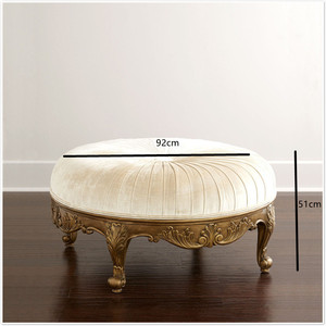 Modern Luxury Round Ottoman Stool Solid Wood with Soft Fabric for Entry School or Apartment <strong>Mid</strong> for <strong>Century</strong> Velvet <strong>Footstool</strong> - Product Image 6