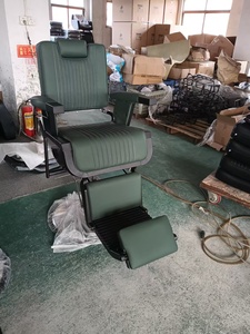 Sillón de Barbería de Lujo Vintage para Salón de Belleza, con Bomba Hidráulica Resistente, Reclinable, para Masajes, Tapizado en Cuero, con Estructura de Hierro - Product Image 2