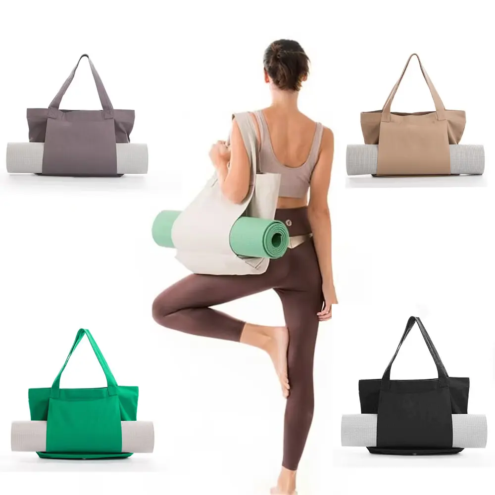 Bolsa de ombro grande para ioga, bolsa de mão em algodão natural em branco para exercícios, personalizada com logotipo ecológico, ideal para adultos