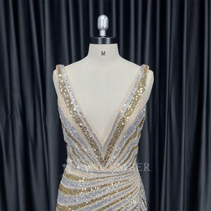 Роскошное платье с золотыми бусинами, Русалка, платье для выпускного вечера с разрезом Hx121 - Product Image 2