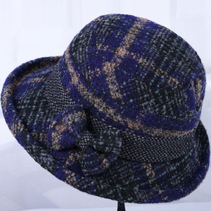 Middle aged and elderly women in autumn and winter woolen <b>top</b> hats thick basin hats casual fisherman hats - Product Image 2