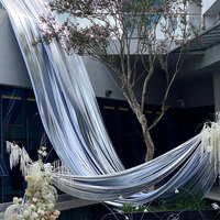 Kain Mesh Foil untuk Latar Belakang Pernikahan, Tirai Metalik Berkilau untuk Latar Panggung, Pesta, Perjamuan, Photo Booth, Dekorasi Acara