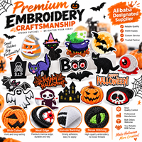 Patch brodé Halloween en gros : Fantôme effrayant, Citrouille, Chauve-souris, Sorcière, Crâne, Chat, Araignée – à thermocoller ou à coudre