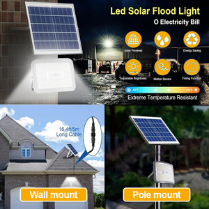 Lampe d'inondation solaire à puces LED 170 avec minuterie à distance du capteur PIR et panneau réflecteur - Product Image 2